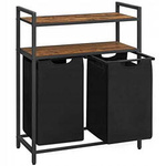 Czarny kosz na pranie 92l Loft - Dwukomorowy kosz na bieliznę - VASAGLE BLH211B01