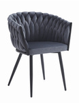 Tapicerowane krzesło ciemnoszare Warkocz ORION - Plecione krzesło z aksamitu