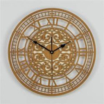 Oryginalny zegar ścienny WIKTORIAŃSKI z piękną ażurową tarczą w kolorze drewna sosna, ORNAMENTI