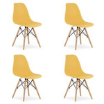 Musztardowe krzesła OSAKA - Nowoczesne, plastikowe krzesła do kuchni (komplet 4)