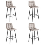 Hokery z oparciem ARCETO - Tapicerowane, ciemnobeżowe krzesła barowe (komplet 4)