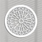 AŻUROWA ROZETA GOTYCKA,ROSE DU MIDI,  DEKORACJA ŚCIENNA 3D, ORNAMENT,60 CM, BIAŁY