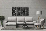 DEKORACYJNY TRYPTYK AŻUROWY, KWIATOWA ORNAMENTYKA, DEKORACJA ŚCIENNA 3D, 80 x 150 cm, CZARNY