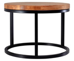 Stolik okrągły kawowy industrialny SOFT / ława loft z drewnianym blatem / średnica 60 cm