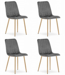 Szare welurowe krzesła LAVA do salonu i jadalni (4 sztuki) - Ciemnoszare krzesła
