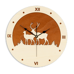 Dekoracyjny zegar ścienny JELONKI wykonany ze sklejki, ORNAMENTI