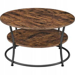 Duży okrągły stolik kawowy z półką 80 cm - Ława Loft do salonu - VASAGLE LCT80BX