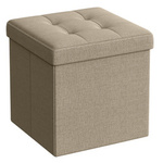 Beżowa składana pufa ze schowkiem - Tapicerowana pufa do przechowywania SONGMICS LSF028K01