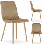 Proste brązowe krzesło LAVA na jasnych nogach - Tapicerowane krzesło kuchenne