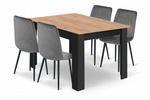 "Zestaw stół NP 120x80 Craft Czarny + 4 krzesła LAVA szare"