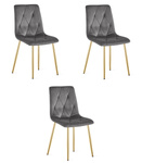 "Krzesło LIBRA - ciemny szary aksamit / nogi kolor złoty x 3"