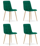 "Krzesło KARA - ciemna zieleń aksamit / nogi kolor drewna x 4"