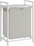 Biały pojemnik na pranie z regałem - Wolnostojący kosz na bieliznę 65l - VASAGLE BLH101W01