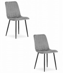 Szare krzesła welurowe LAVA (2 sztuki) - Tapicerowane krzesła do jadalni i salonu