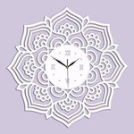 Dekoracyjny zegar ścienny MANDALA 60 cm wykonany ze sklejki w kolorze białym, ORNAMENTI