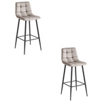 Hokery z oparciem ARCETO - Tapicerowane, ciemnobeżowe krzesła barowe (zestaw 2)