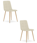 Krzesło KARA - jasny beż aksamit / nogi kolor drewna x 2