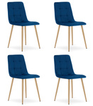 "Krzesło KARA - granat aksamit / nogi kolor drewna x 4"