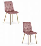 Różowe krzesła LIBRA na jasnych nogach (2 sztuki) - Tapicerowane krzesła pudrowy róż