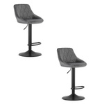 Szare krzesła barowe z oparciem KAST - Tapicerowane, obrotowe hokery kuchenne (zestaw 2)
