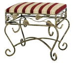 Pufa retro z siedziskiem SERENADA / metalowa ławka do przedpokoju [szer. 43 cm]