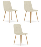 Krzesło KARA - jasny beż aksamit / nogi kolor drewna x 3