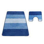 Dywaniki łazienkowe z wycięciem pod WC komplet niebieski Montana 03N
