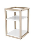 Nowoczesny, kwadratowy skandynawski stolik nocny / miniregał z drewnianą konstrukcją [wys 50 cm szer. 32 cm] N-MINIDES2