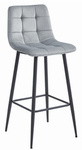 Szary hoker ARCETO - Tapicerowane, srebrne krzesło barowe z oparciem