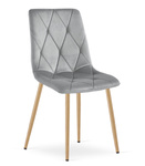 "Krzesło LIBRA - jasny szary aksamit / nogi kolor drewna x 2"