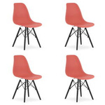 Krzesła OSAKA w malinowym kolorze - Czerwone, plastikowe krzesła kuchenne (komplet 4)