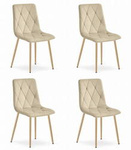 Skandynawskie krzesła tapicerowane LIBRA (4 sztuki) - Beżowe krzesła welurowe do jadalni