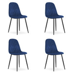 Granatowe krzesła ASTI - Tapicerowane, pikowane krzesła z aksamitu (komplet 4)