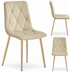 Skandynawskie krzesło welurowe LIBRA - Beżowe krzesło tapicerowane do jadalni