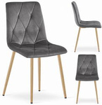 Szare krzesło z aksamitu LIBRA - Ciemnoszare krzesło tapicerowane do jadalni