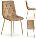 Brązowe krzesło tapicerowane LIBRA z aksamitu - Skandynawskie krzesło do jadalni