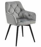 Krzesło JORK360 szare obrotowe tapicerowane – z aksamitu, na czarnych metalowych nogach