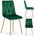 Tapicerowane krzesło LIBRA butelkowa zieleń - Zielone krzesło welurowe do jadalni 