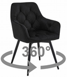 "Krzesło JORK360 - czarny aksamit / nogi czarne x 2"
