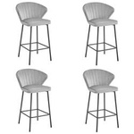 Tapicerowane szare krzesła barowe GATTA (4szt) - Welurowe hokery do wyspy