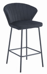 Czarny hoker barowy GATTA - Tapicerowane, wysokie krzesło barowe z oparciem