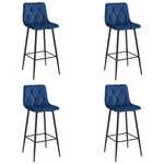 Granatowe krzesła barowe NADO - Tapicerowane, pikowane hokery welurowe (komplet 4)