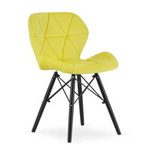 Krzesło tapicerowane żółte z czarnymi nogami LAGO - Krzesło z aksamitu