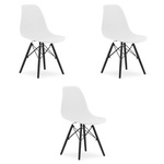 Zestaw 3 krzeseł z tworzywa do kuchni OSAKA - Białe krzesła z czarnymi nogami