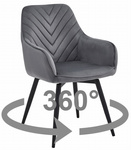 "Krzesło NANA360 - ciemny szary aksamit / nogi czarne x 1"