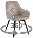 "Krzesło NANA360 - ciemny beż aksamit / nogi czarne x 1"