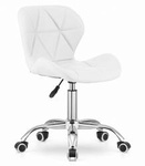 Biały fotel obrotowy AVOLA na kółkach - Obrotowe krzesło biurowe z ekoskóry