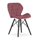 "Krzesło LAGO Aksamit - ciemny róż / nogi czarne x 1"