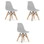 Nowoczesne szare krzesła kuchenne z tworzywa ZUBI (3szt) - Tanie krzesła do kuchni