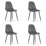 Krzesła ASTI z aksamitu - Miękkie, ciemnoszare tapicerowane krzesła (komplet 4)